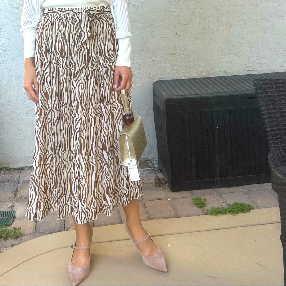 Animal Print pleated  Skirt